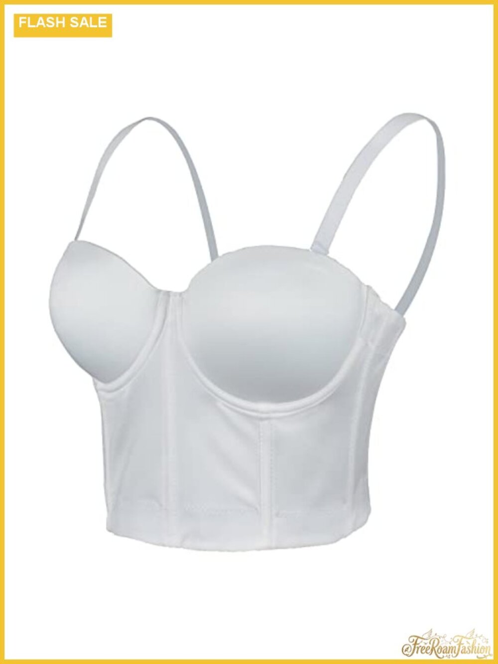 Push Up Bustier Crop Top Corset Bra Detachable Straps Polyester Spandex